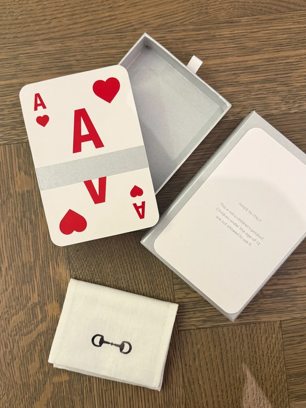 Gucci Leather Card Holder with Gold Bit Detail - and a Set of Playing Cards